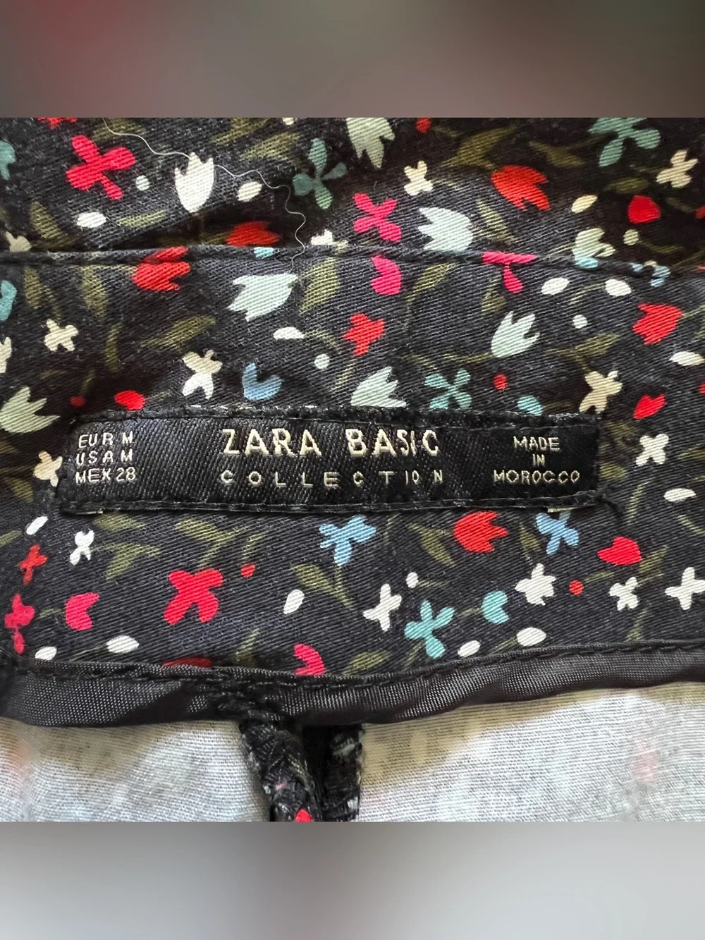 Zara Basic Floral Paperbag High Rise Pants Cottage Preppy Office Minimalist Sz M